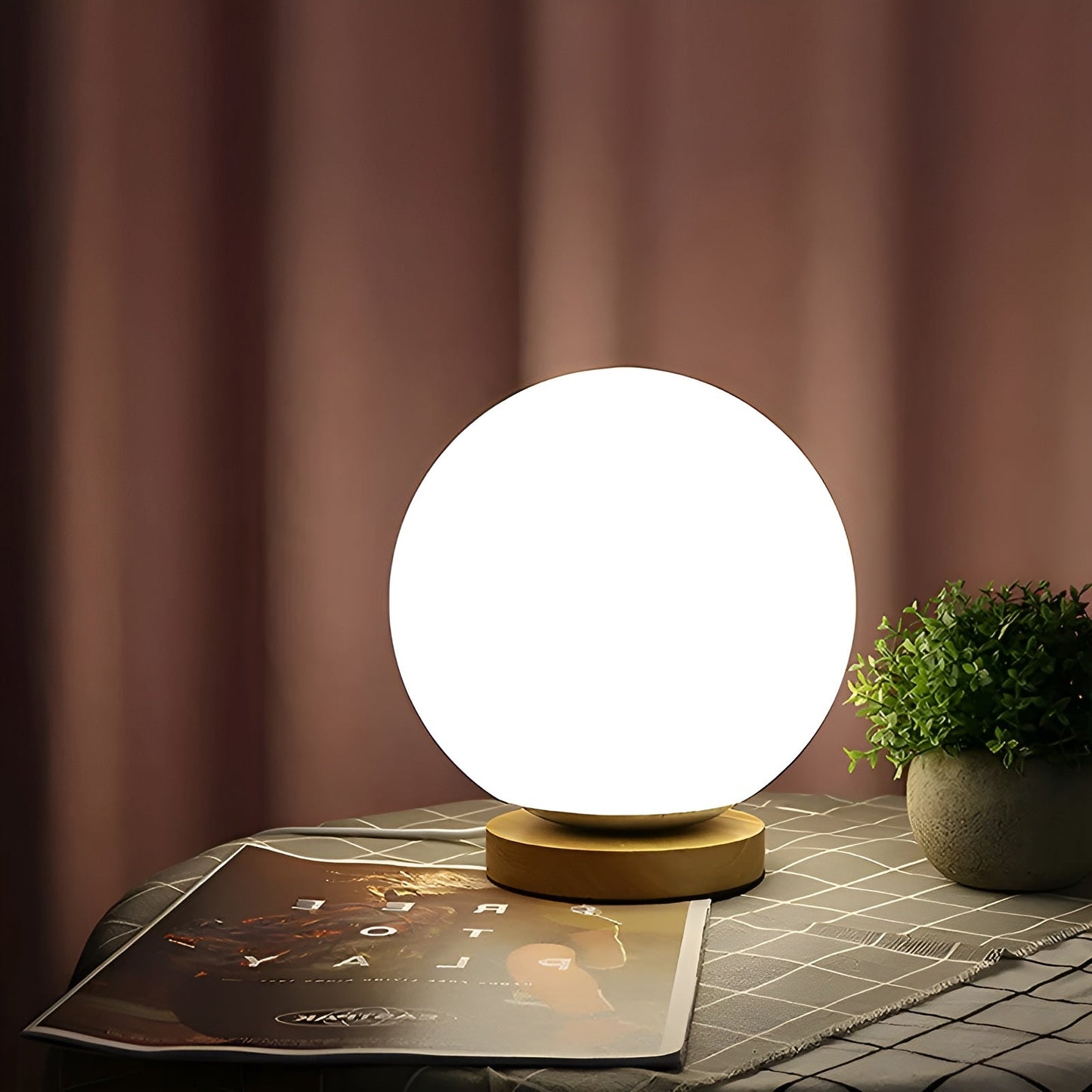 CharmingGlow Light – Avslappnad trä-glas-bordslampa