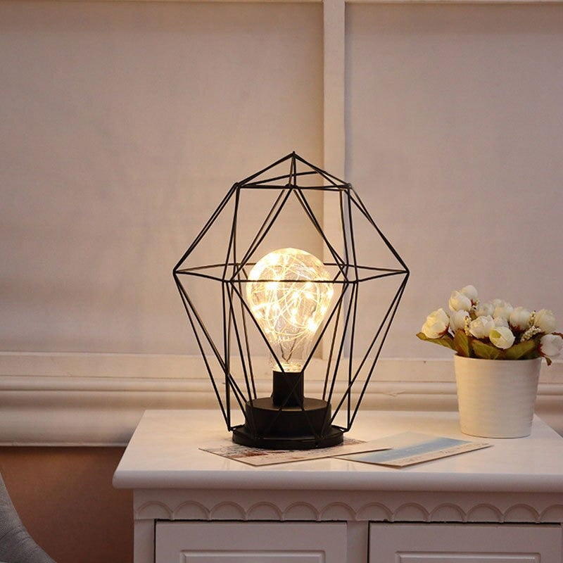 Industriell batteridriven sänglampa med färgglada pärlor