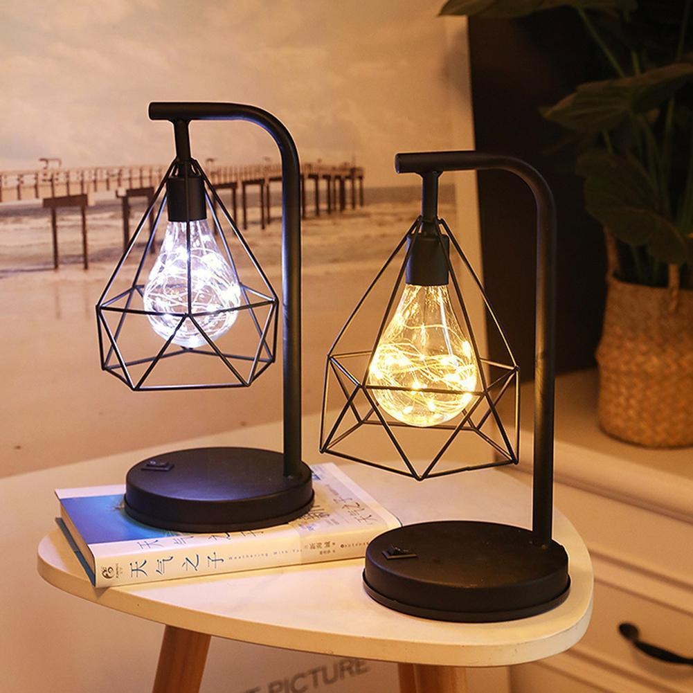 Trådlös industriell sänglamp med LED-lampa och vintage-stil