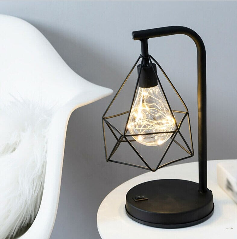 Trådlös industriell sänglamp med LED-lampa och vintage-stil
