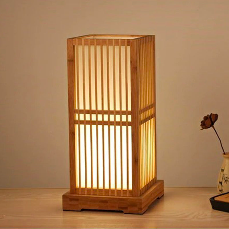 Tatami Japansk Sängbordslampa med Trä Bambuskärm
