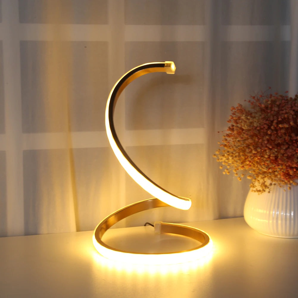 Spiral LED Sänglampa med gyllene aluminumdesign