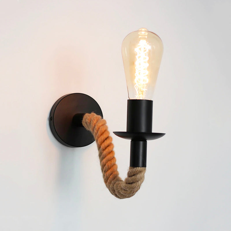 Industriell Väggsänglampa med Rep och Metalldesign