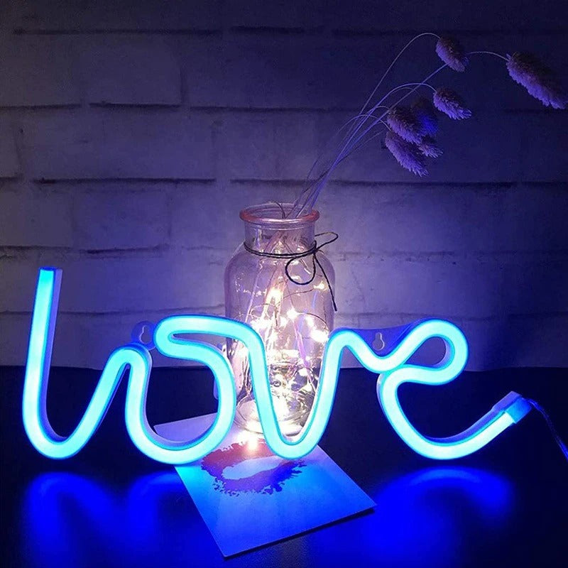 LOVE Neon Light Sänglampa med Beröringskontroll och 8 Färger