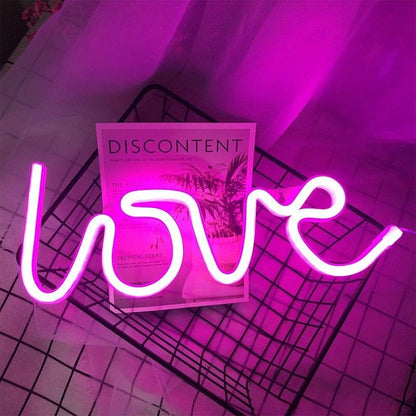 LOVE Neon Light Sänglampa med Beröringskontroll och 8 Färger