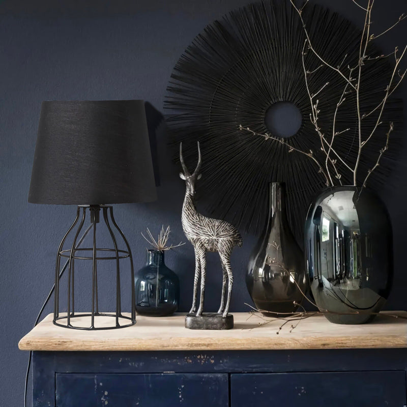 Svart Metall Retro Sänglampa med Vintage Industriell Design