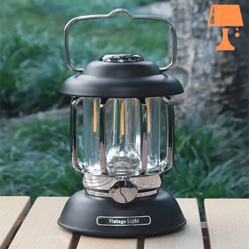 RetroGlow - LED-lampa i vintage lanternstil med justerbar ljusstyrka