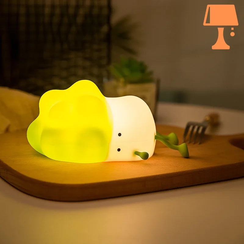 Carvallo - Rolig trådløs broccoli sänglampa med justerbara färger och ljusstyrka