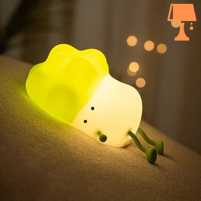 Carvallo - Rolig trådløs broccoli sänglampa med justerbara färger och ljusstyrka