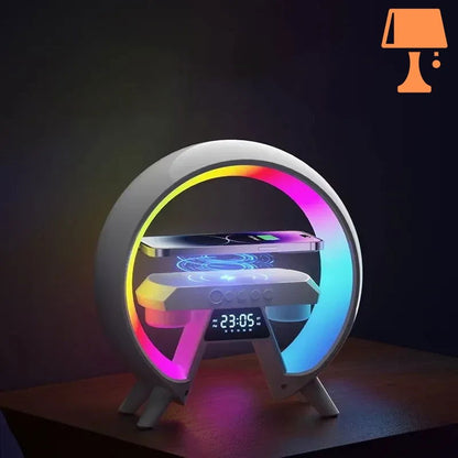 NovaBeam - Futuristisk LED-lampa med trådlös laddning och digital klocka