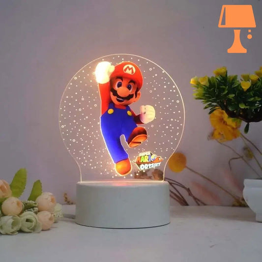 PixelGlow - Super Mario sänglampa med akrylskiva och livligt Mario-design