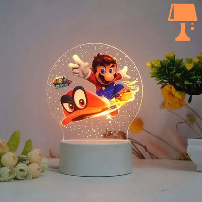 PixelGlow - Super Mario sänglampa med akrylskiva och livligt Mario-design