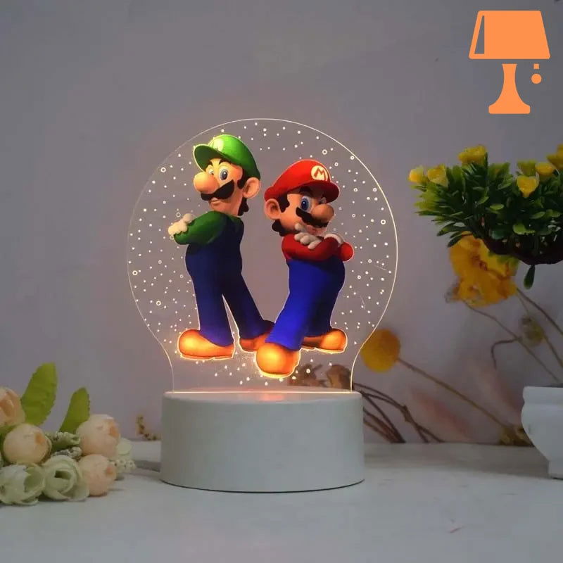 PixelGlow - Super Mario sänglampa med akrylskiva och livligt Mario-design