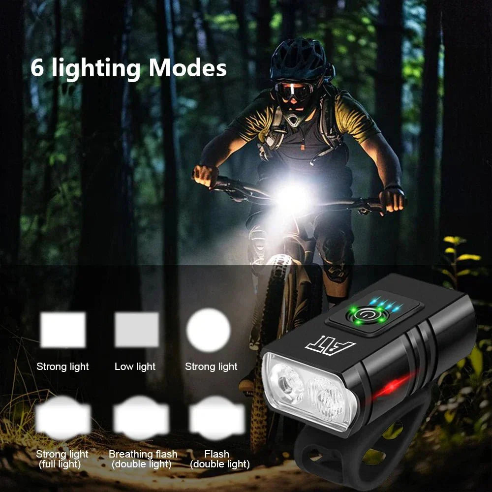 LED-cykellampa - Återuppladdningsbar cykellampa med 6 lägen för optimal synlighet och säkerhet