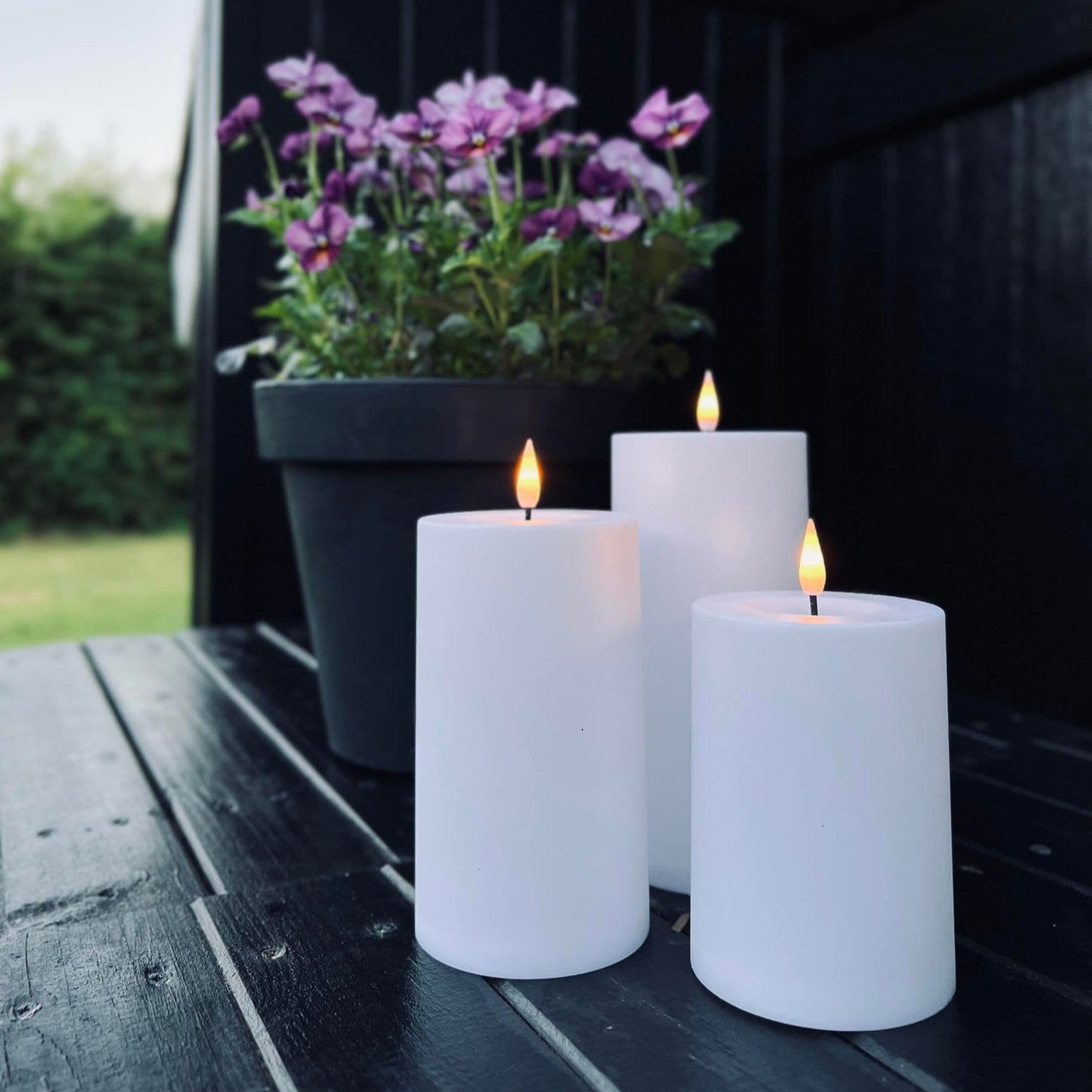 Utomhus LED Ljusfri Pilarljus Set