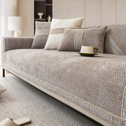 LinenLux Sofföverdrag - Elegant skydd i linneutseende för rena och stiliga bostadsutrymmen