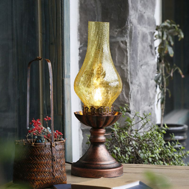 Lioris | Retro Kerosine Craykle Glass Table Lamp för Mysig Inredning