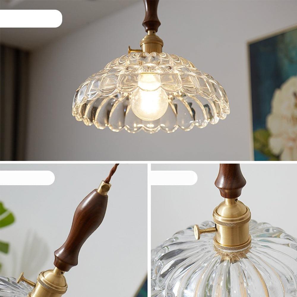 Modern Kopparhänglampa med Trähandtag