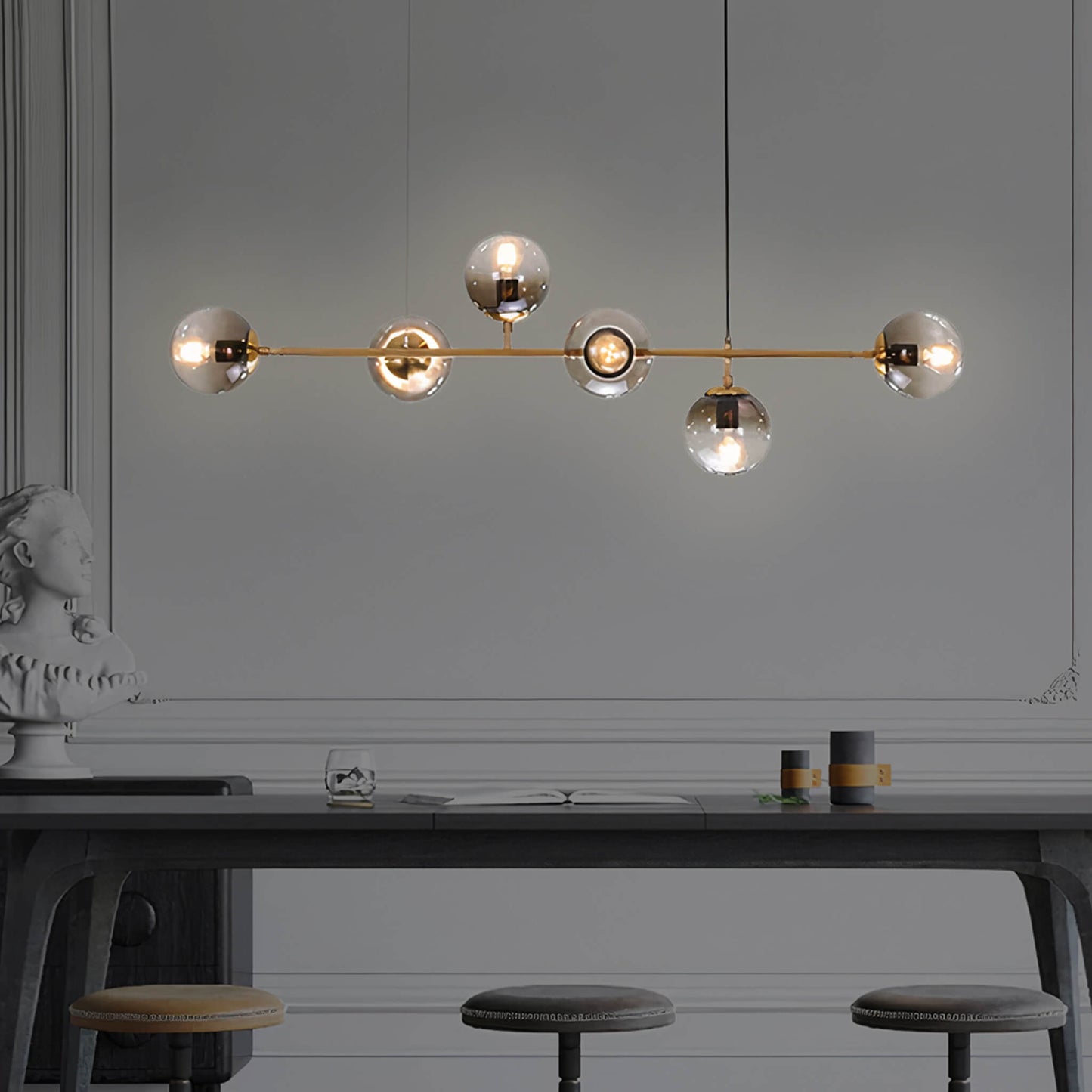 London Loft Bubble Chandelier – Minimalist Glas Glob Pendel Ljuskälla