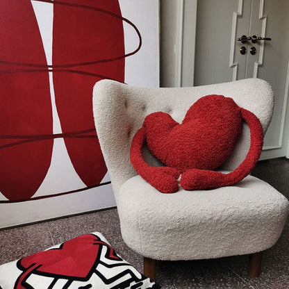 Love Heart Soffkudde i Mjuk Pläd Design