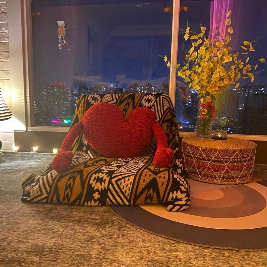 Love Heart Soffkudde i Mjuk Pläd Design