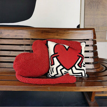 Love Heart Soffkudde i Mjuk Pläd Design