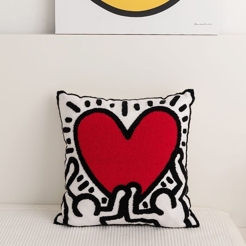 Love Heart Soffkudde i Mjuk Pläd Design