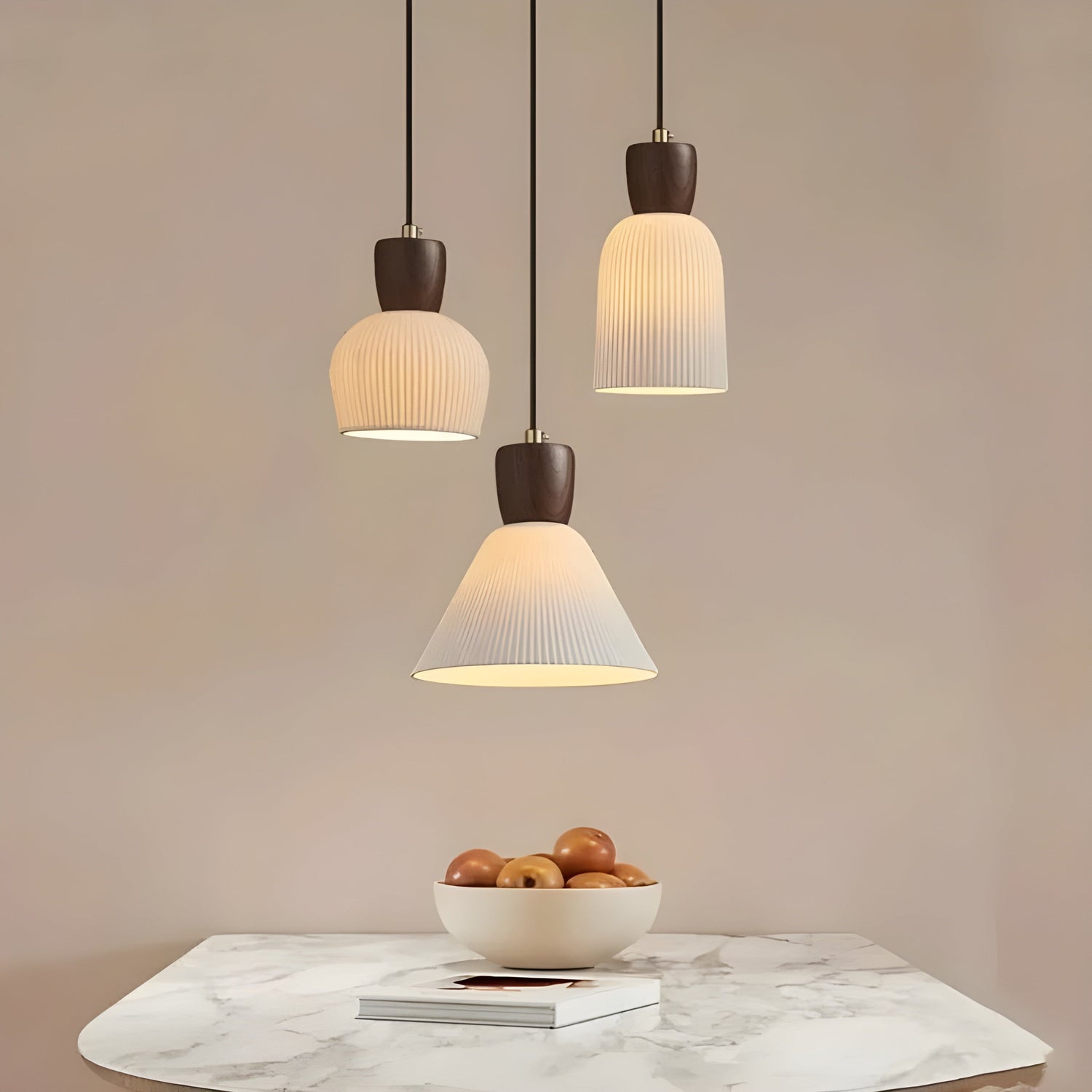 SereniGlow Light - Keramisk Japansk LED Pendellampa