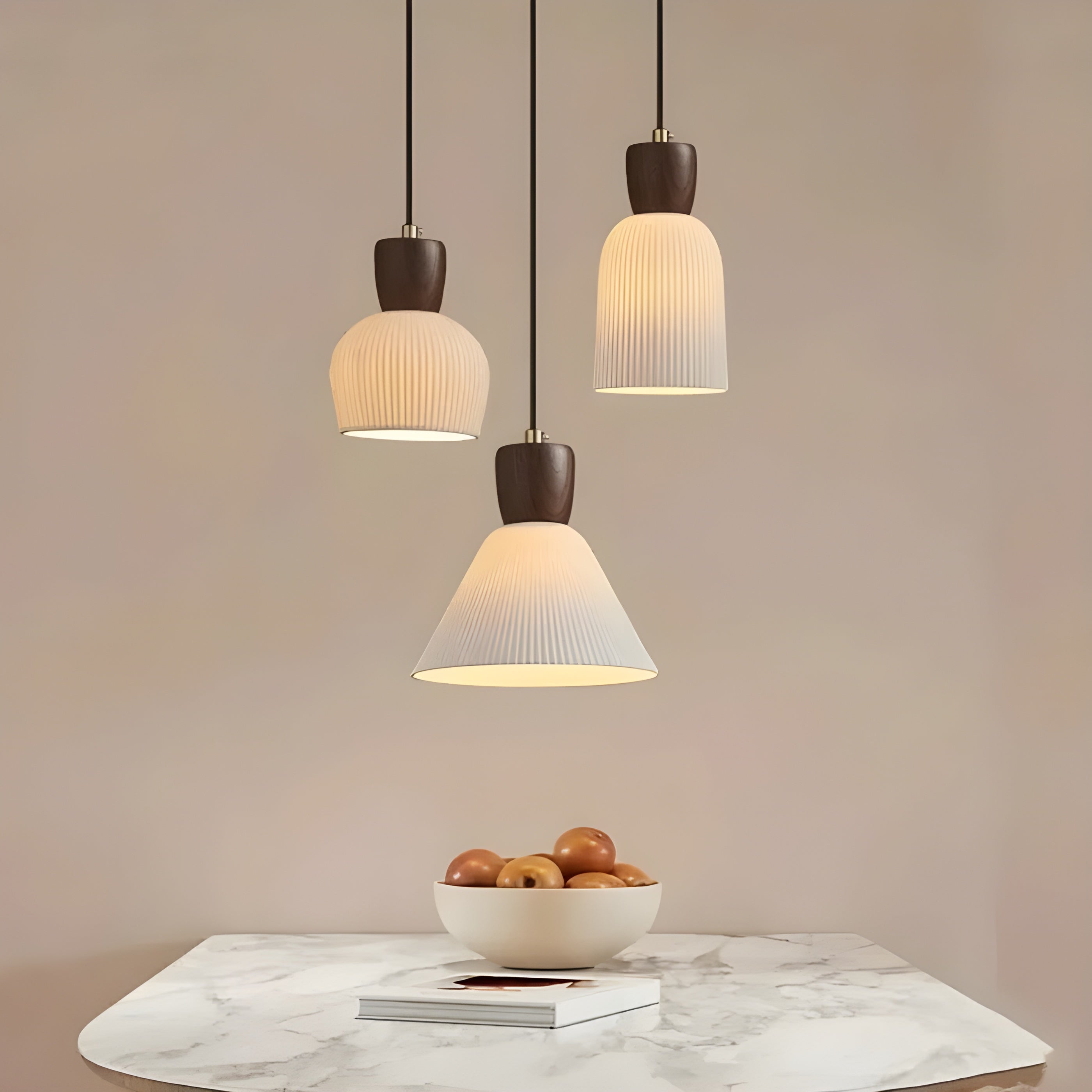 SereniGlow Light - Keramisk Japansk LED Pendellampa