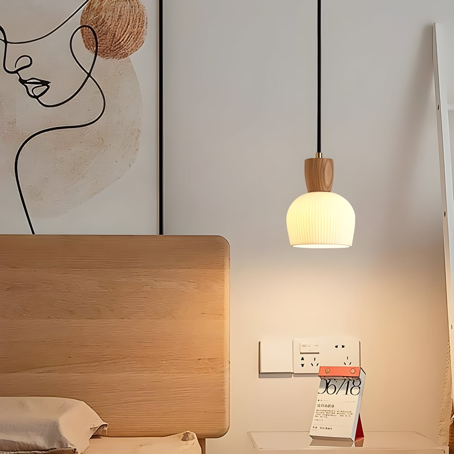 SereniGlow Light - Keramisk Japansk LED Pendellampa