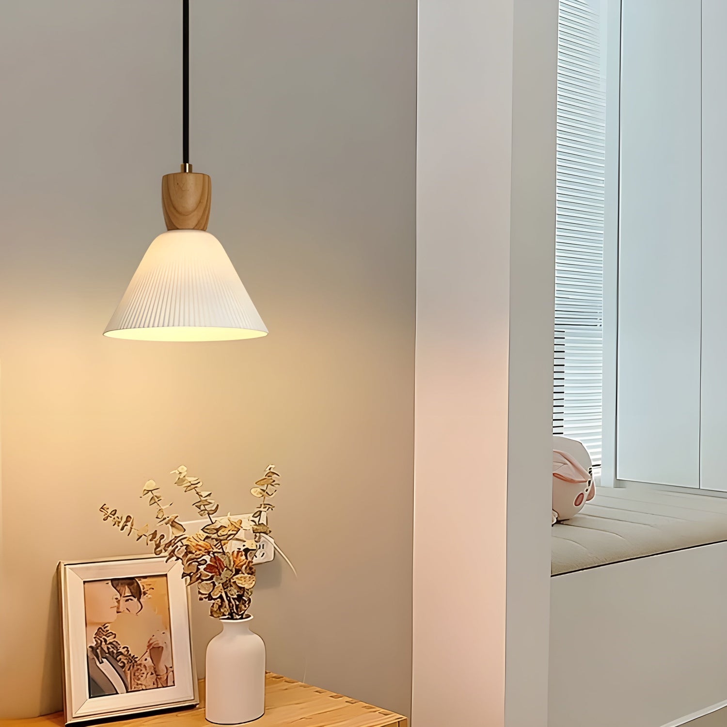 SereniGlow Light - Keramisk Japansk LED Pendellampa