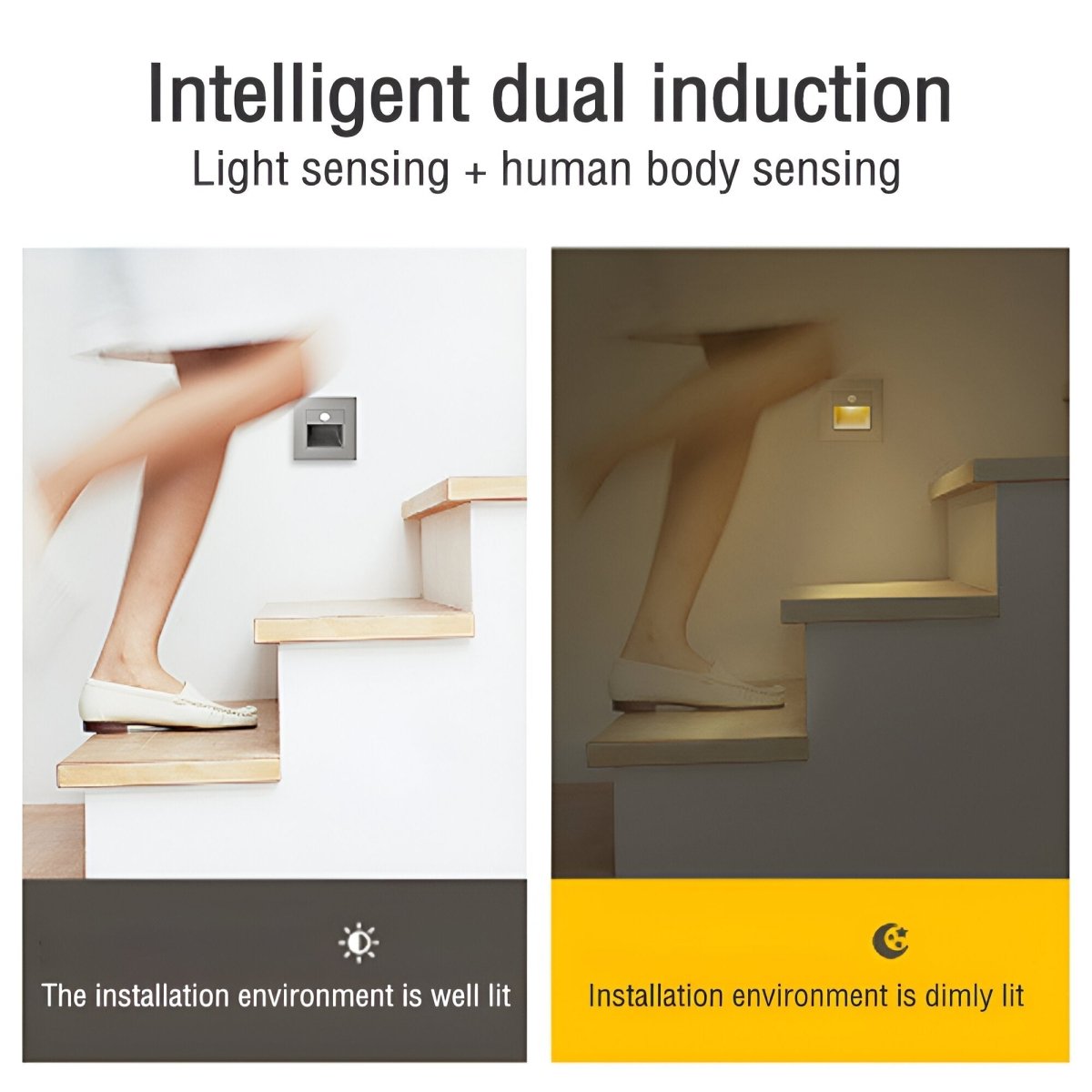 LumiStep Vägglampa med rörelsesensor - Stilfull säker belysning för inomhusbruk