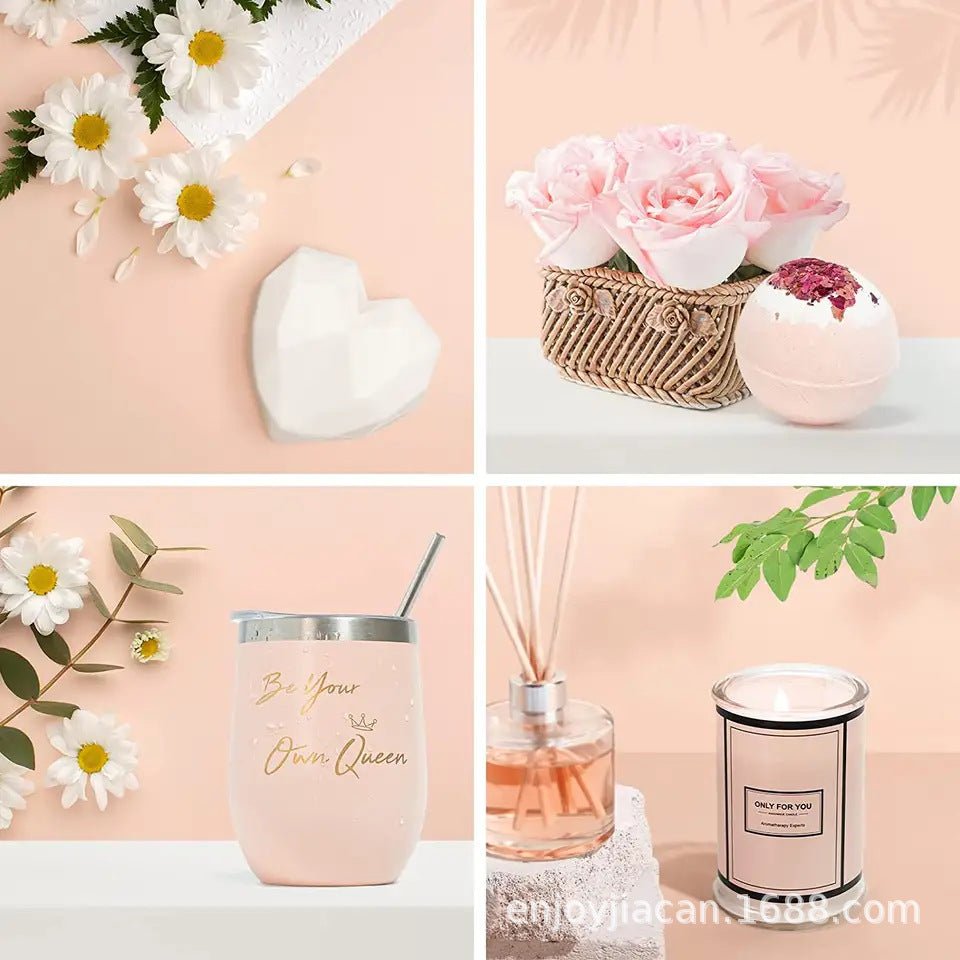 Lyxigt badpresentset från Bloombat - Komplett spa-upplevelse - Aromaterapi &amp; hudvård - Perfekt avkopplingspresent för kvinnor