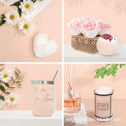 Lyxigt badpresentset från Bloombat - Komplett spa-upplevelse - Aromaterapi &amp; hudvård - Perfekt avkopplingspresent för kvinnor