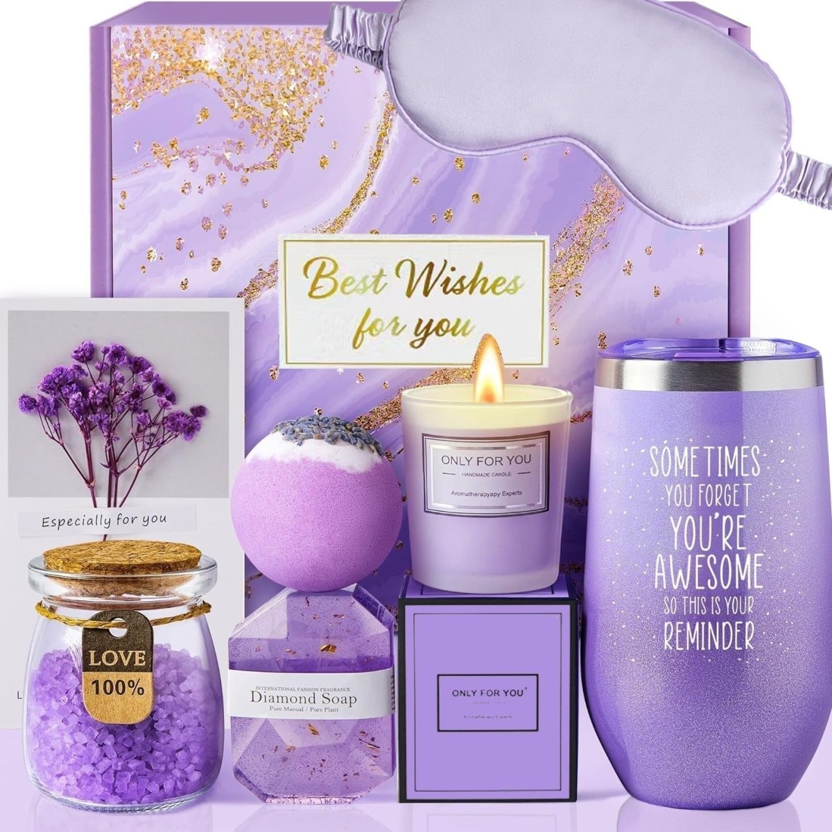 Lyxigt badpresentset från Bloombat - Komplett spa-upplevelse - Aromaterapi &amp; hudvård - Perfekt avkopplingspresent för kvinnor