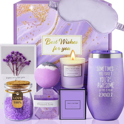 Lyxigt badpresentset från Bloombat - Komplett spa-upplevelse - Aromaterapi &amp; hudvård - Perfekt avkopplingspresent för kvinnor