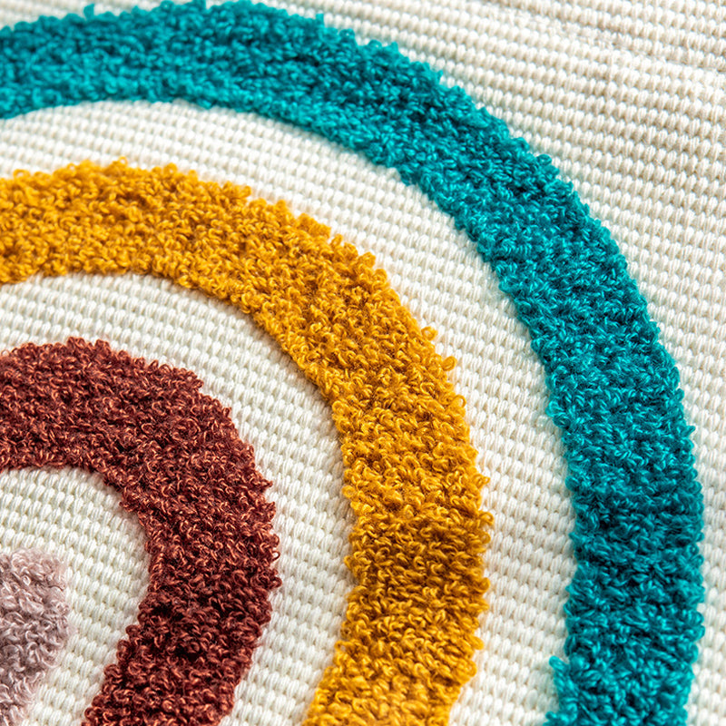 Tufted Wall Art – Geometrisk Regnbågsbroderi Väggtape