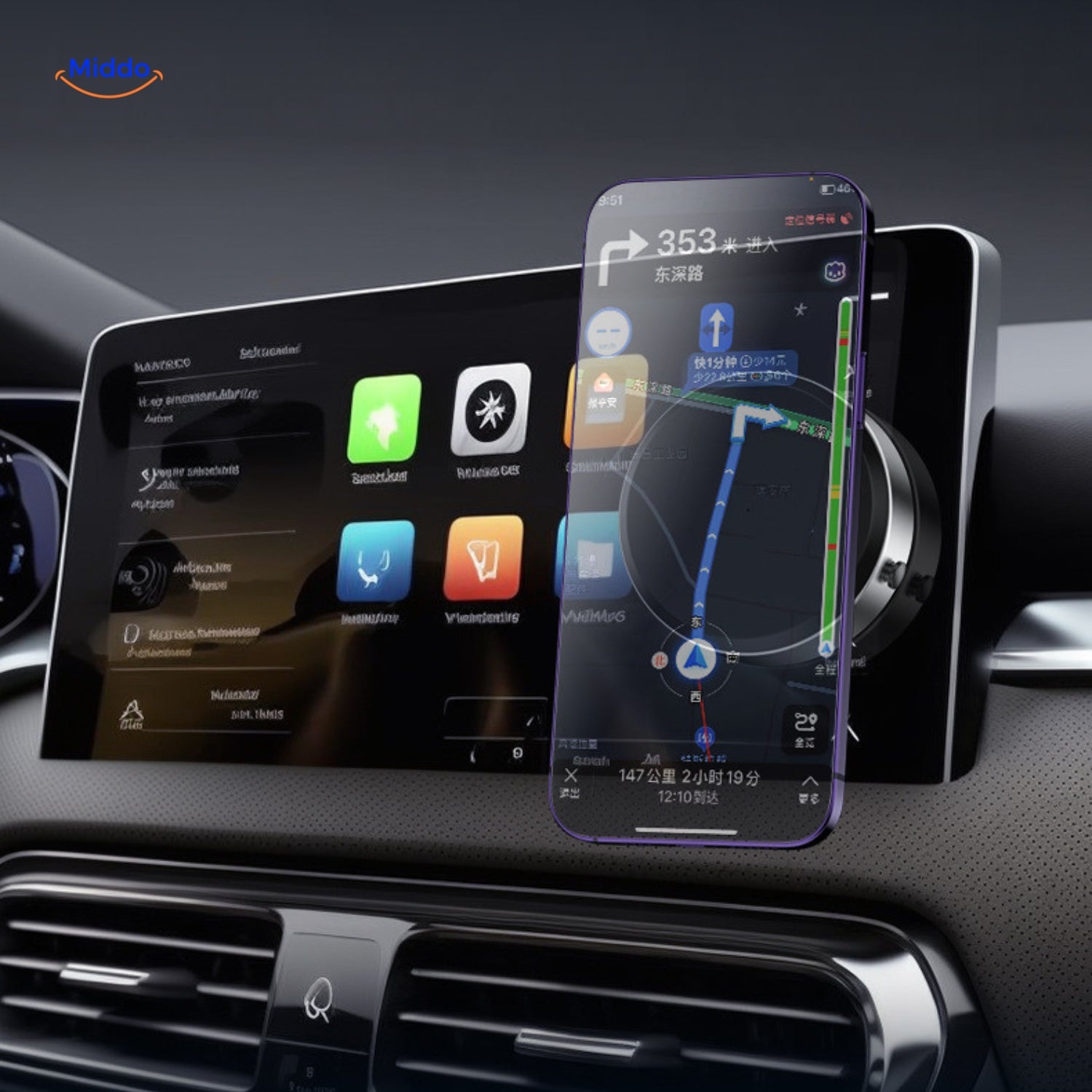 Carvallo - Bärbar 360° bilmonteringshållare med magnetisk sugkopp