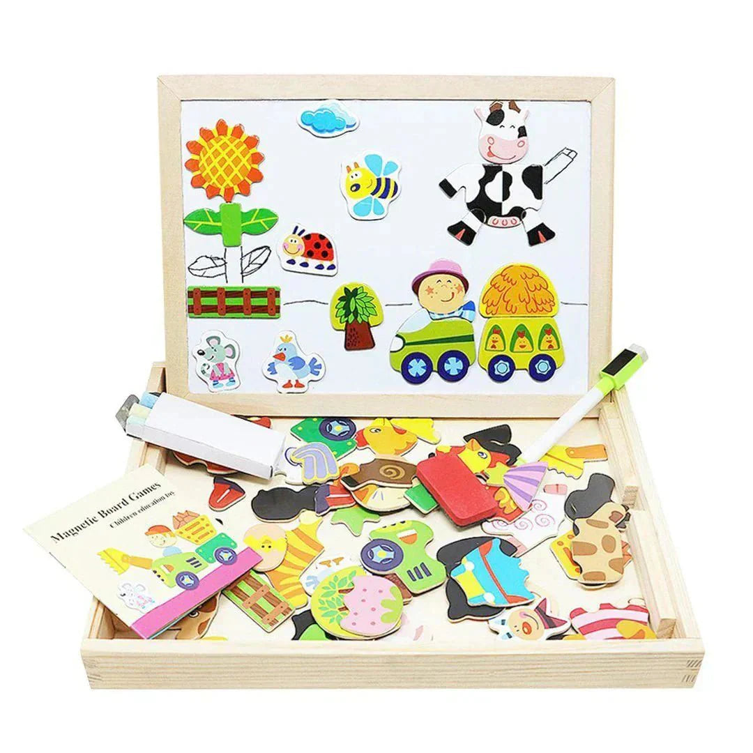 Magnidraw Duo - Dubbel-sidig magnet- och tavla för barn - kreativt lärande och spelande