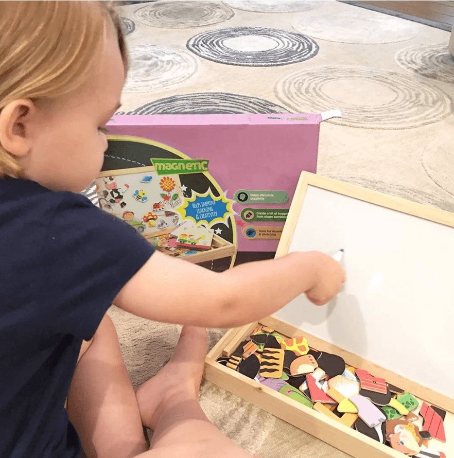 Magnidraw Duo - Dubbel-sidig magnet- och tavla för barn - kreativt lärande och spelande