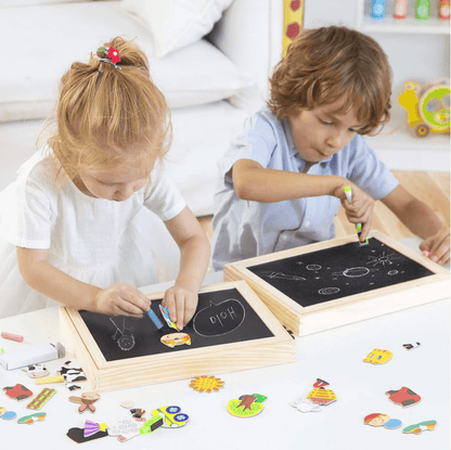 Magnidraw Duo - Dubbel-sidig magnet- och tavla för barn - kreativt lärande och spelande