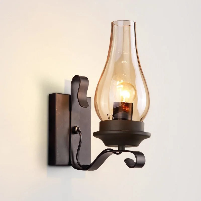 Retro industriell järn vägglampa