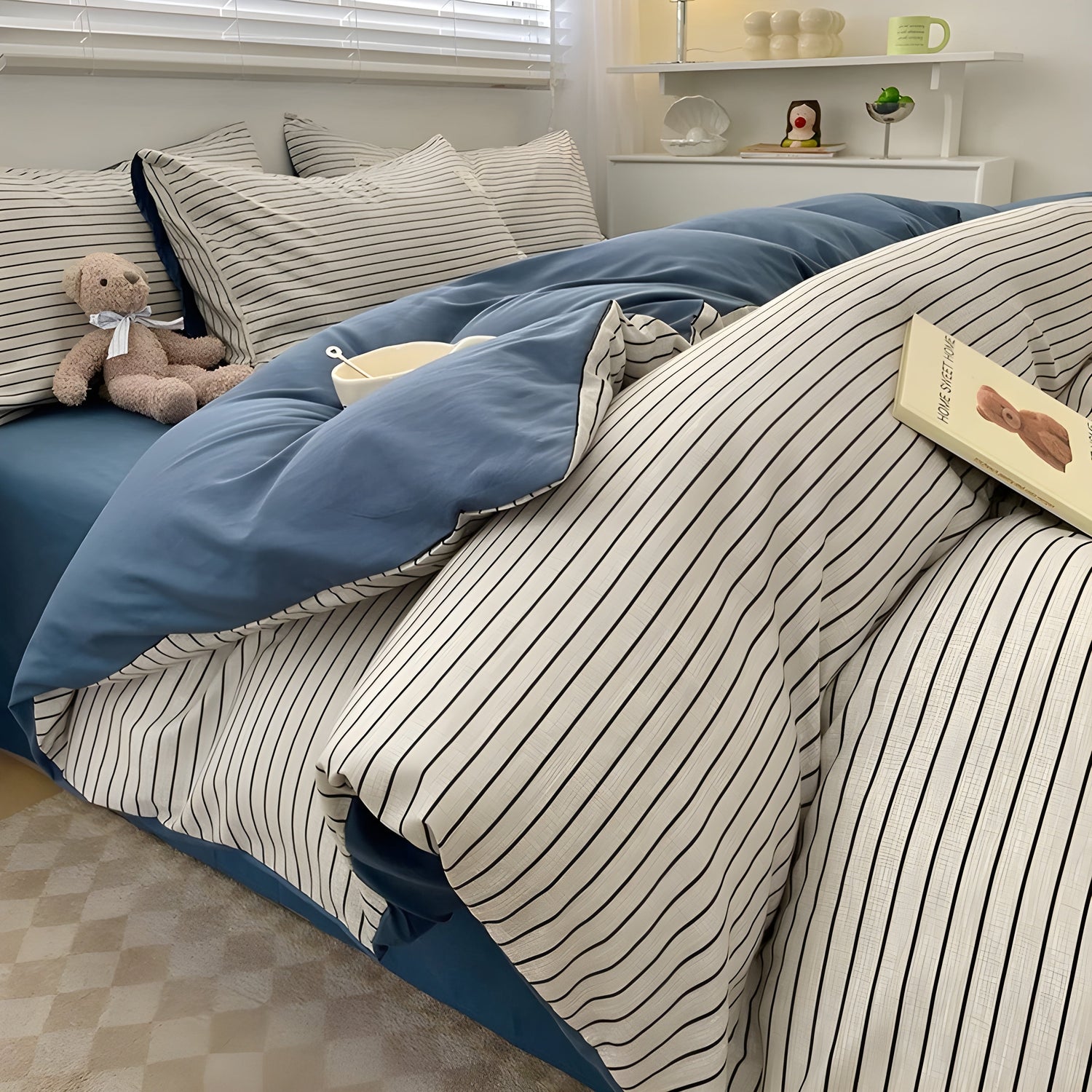 DreamPlaid Sängkläder Set - Nordisk Rutmönster Bomull Sängkläder Set