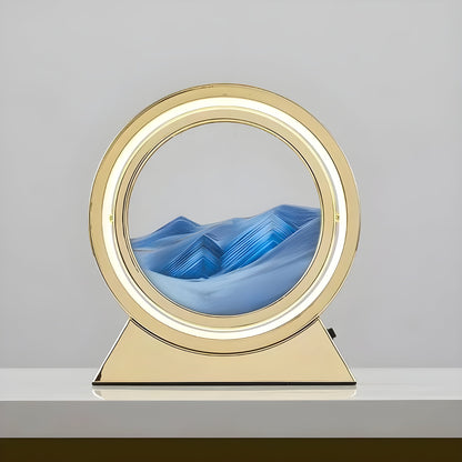 Sandbildslampa – LED-bordslampa med 3D sandmotiv | Avkopplande dekoration för vardagsrum och kontor