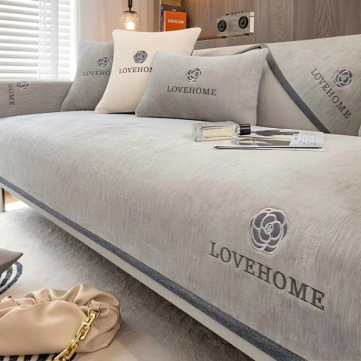 LuxeWrap Sofabeklädnad - Modern, Rutschskydd Sofakudsskydd