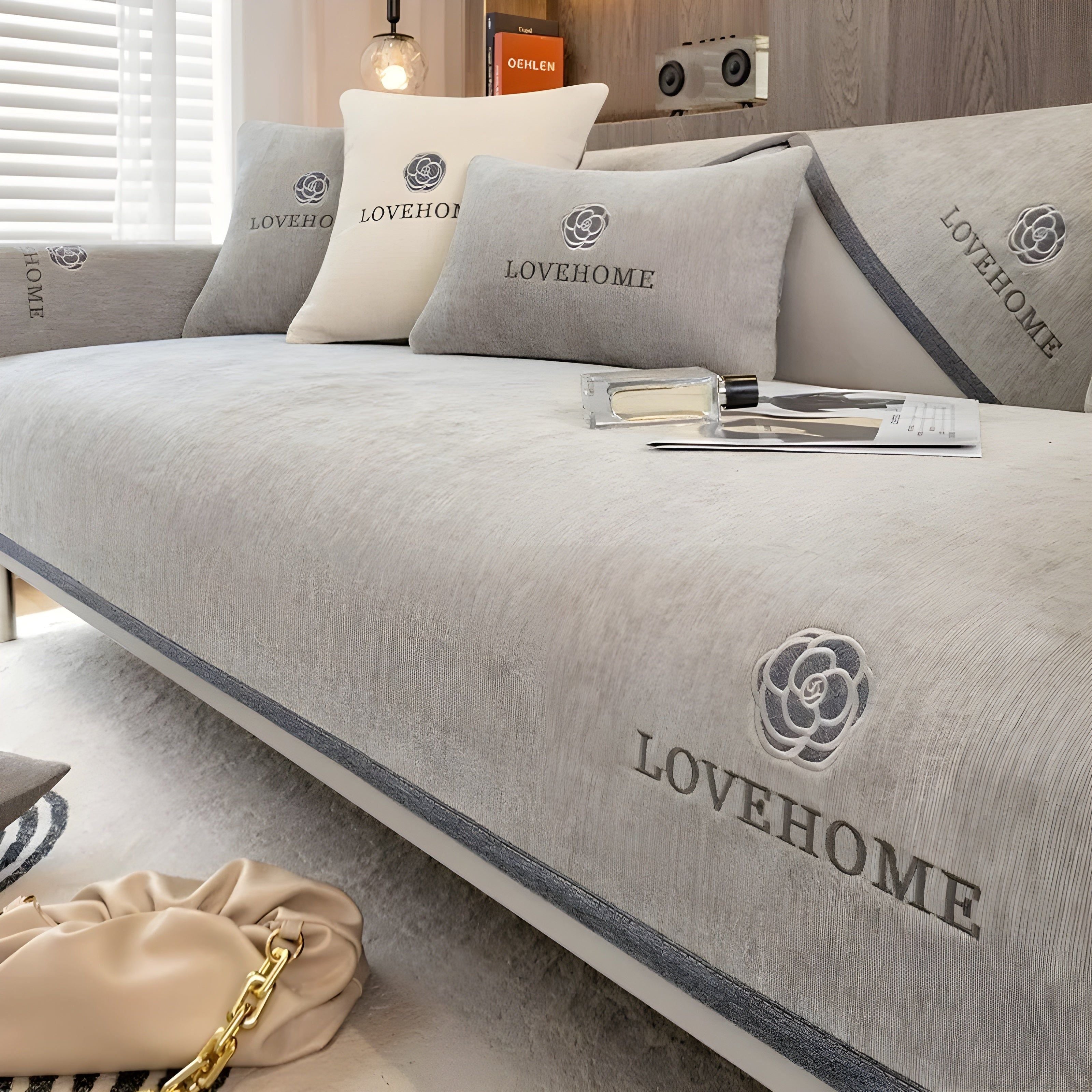 LuxeWrap Sofabeklädnad - Modern, Rutschskydd Sofakudsskydd