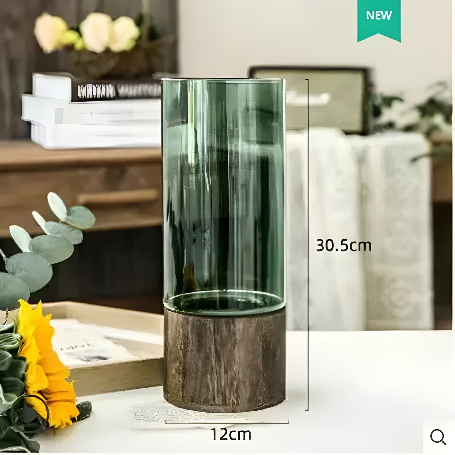 TranquilBloom Vas – Europeisk Hydroponics Trä- och Glasvas