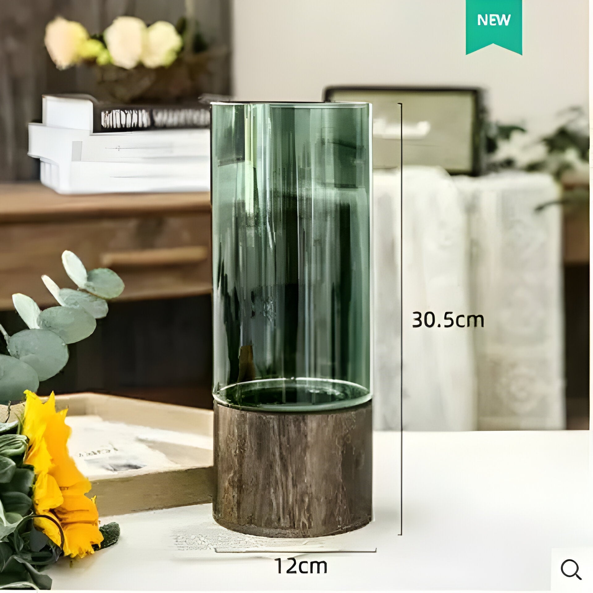 TranquilBloom Vas – Europeisk Hydroponics Trä- och Glasvas
