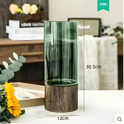 TranquilBloom Vas – Europeisk Hydroponics Trä- och Glasvas