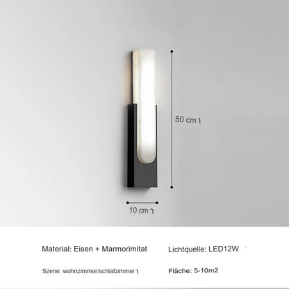 Elegant marmor vägglampa – lyx vägglampa med LED-ljus och guldaccenter